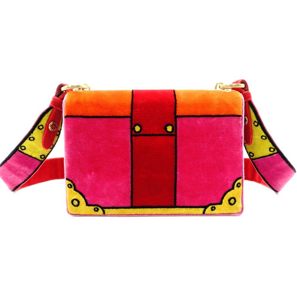 プラダ PRADA カイベ ベルベット ショルダーバッグ ピンク マルチ クロスボディ ベロア ロゴ 7-10-964