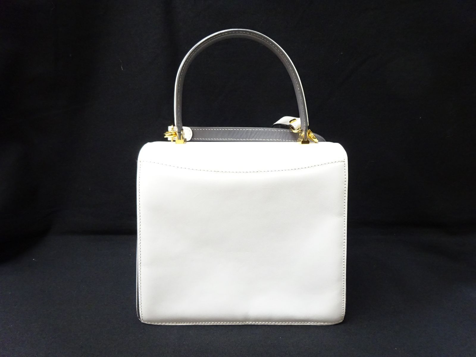 BALLY バリー 2WAY フォーマル ハンドバッグ ホワイト グレー レザー 保存袋