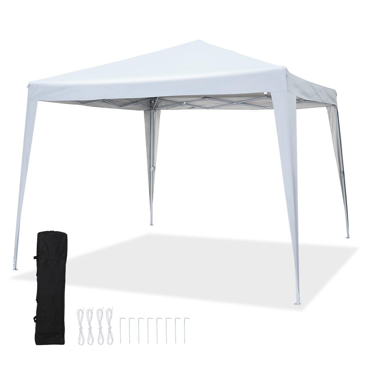 Quictent ワンタッチ タープテント3段階調節 UVカット 耐水 スチール キャンプ アウトドア 耐水 テント キャンプ用品 ワンタッチテント タープ収納ケース ホワイト