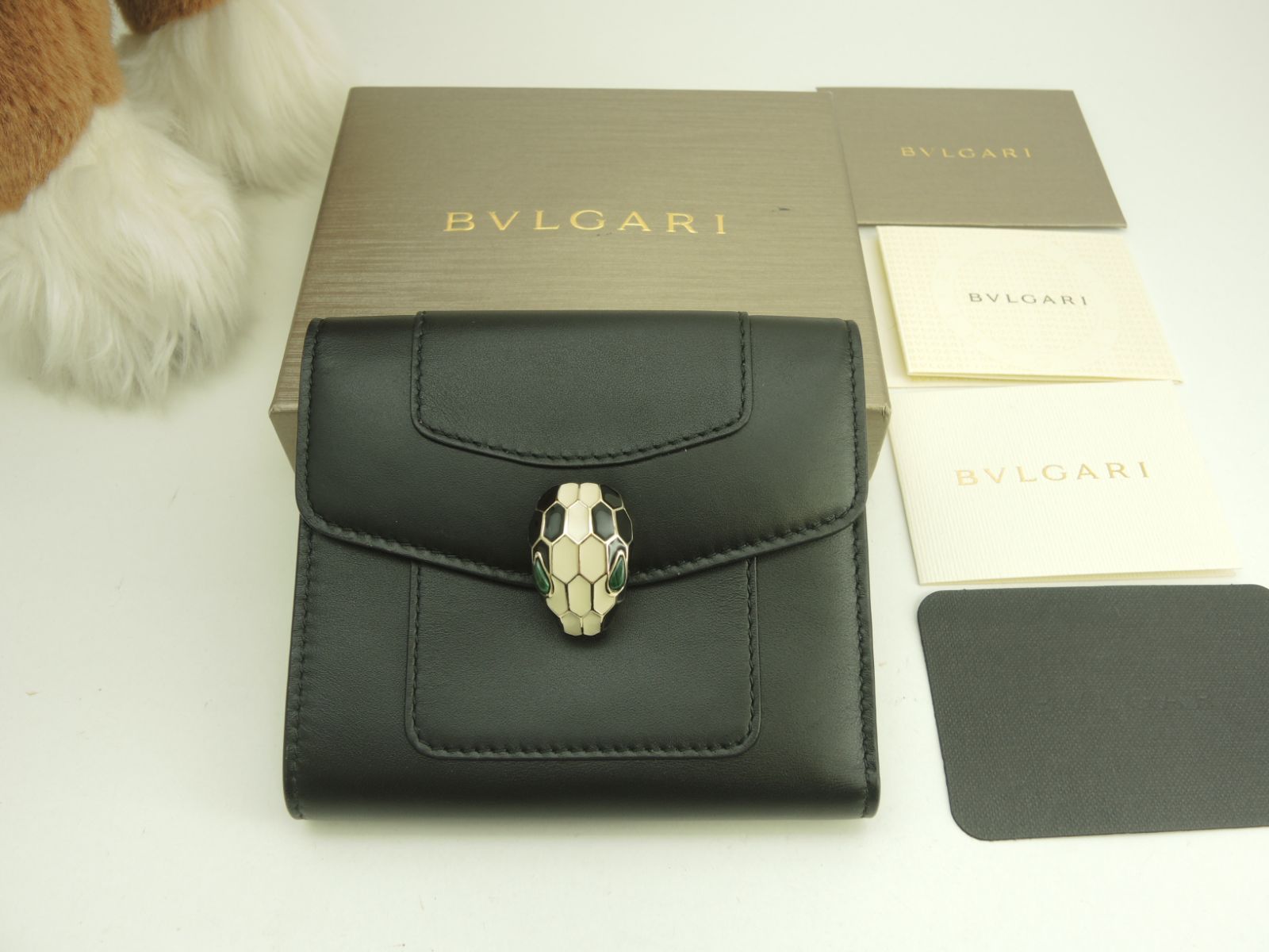 ブルガリ Wホック三折財布 セルペンティ レザー黒 フォーエバー スモールウォレット 14