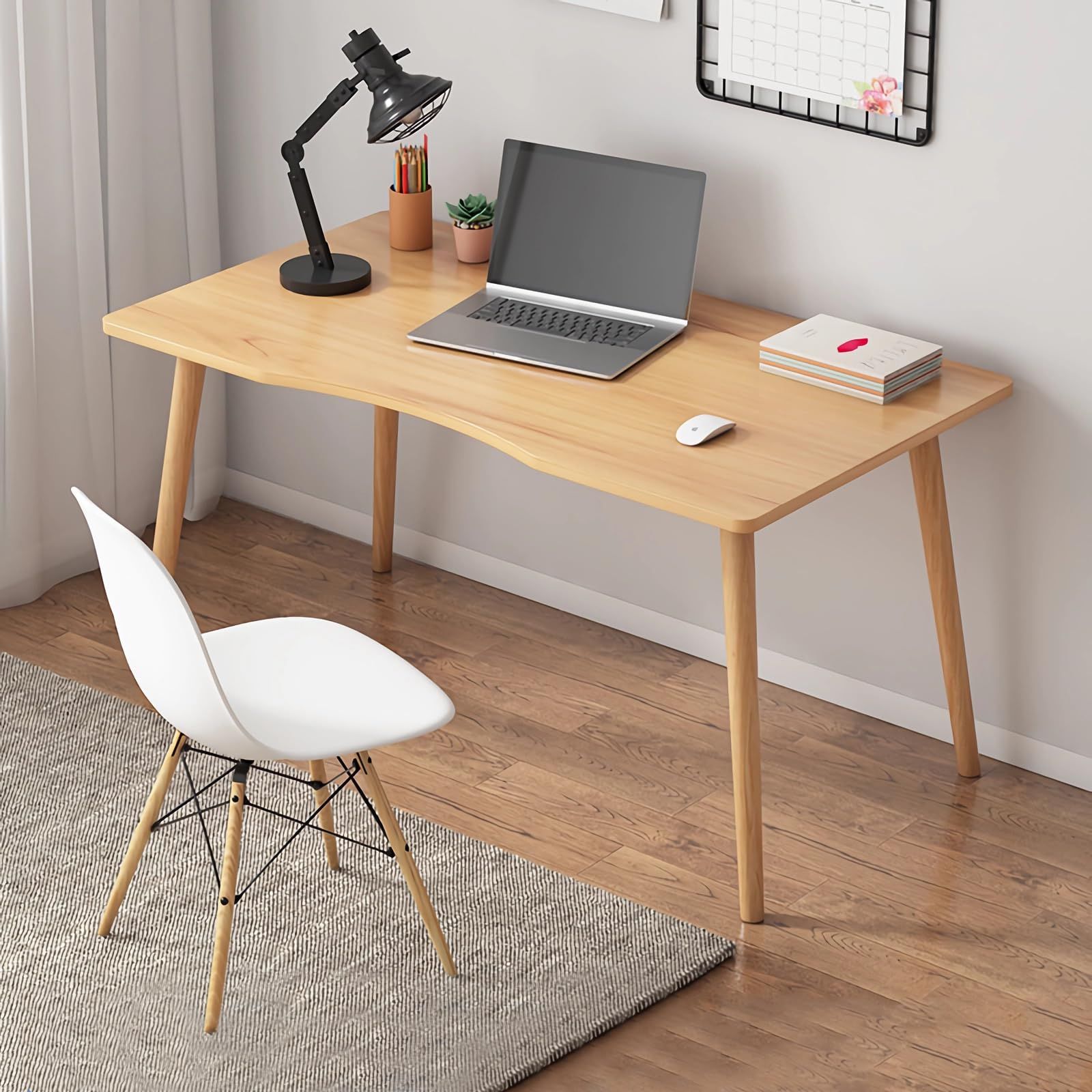 Rshtong デスク パソコンデスク 勉強机 北欧 木製 机 幅100cm×奥行50cm PCデスク 在宅勤務 リモートワーク用 おしゃれテーブル シンプル 化粧台 作業机 仕事用 組立簡単 木目調 幅100cm