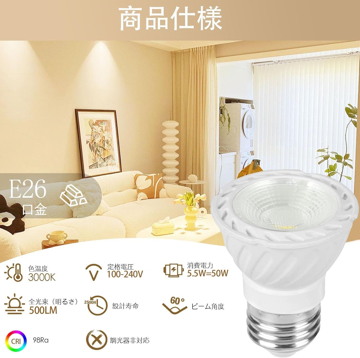 LED電球付き 60W形相当