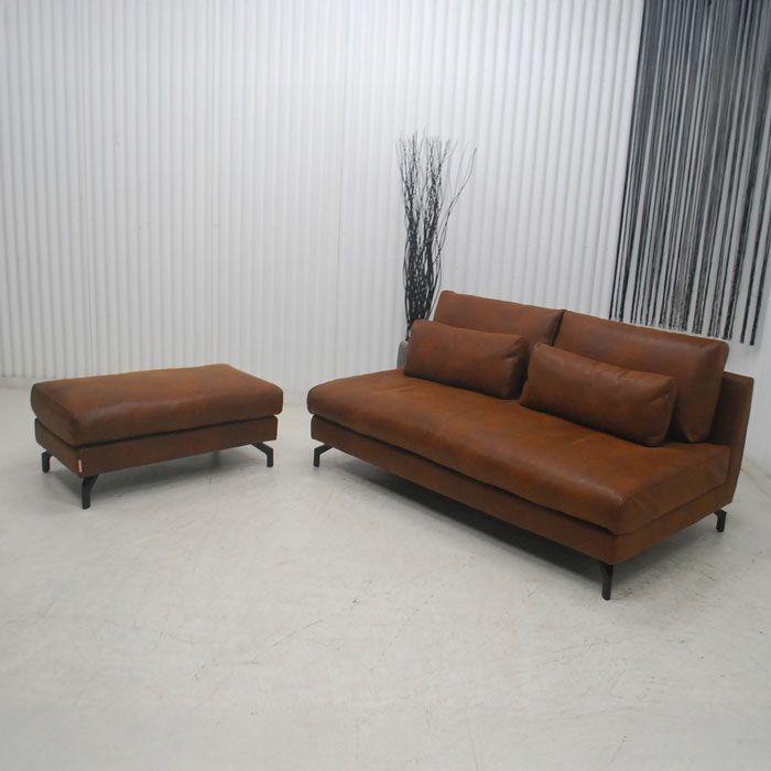 アウトレット 現品限り 一部 大 示品 北欧調モダン ワイド二人掛け ソファー オットマンセット ブラウン 250404-グラシエーロ2 pst