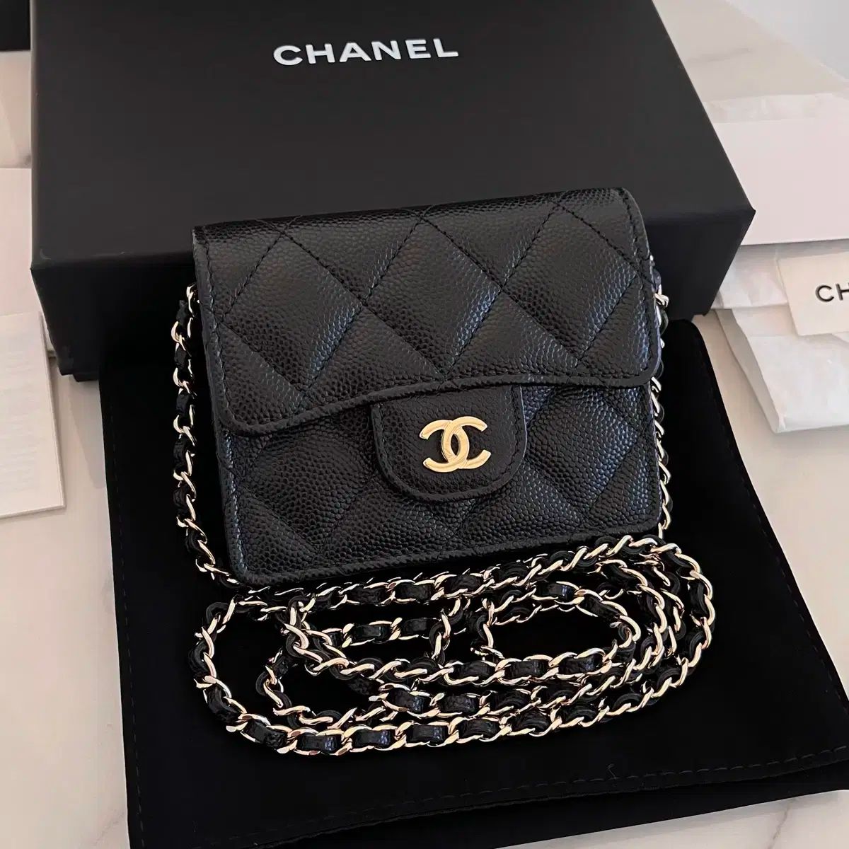 S 級 CHANEL シャネル Classic クラシック ラブ ラップ チェーン アコーディオン 財布 クロスバック バッグ