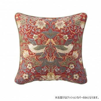 川島織物セルコン　モリスデザインスタジオ　いちご泥棒　背当クッションカバー　45×45cm　LL1710　レッド