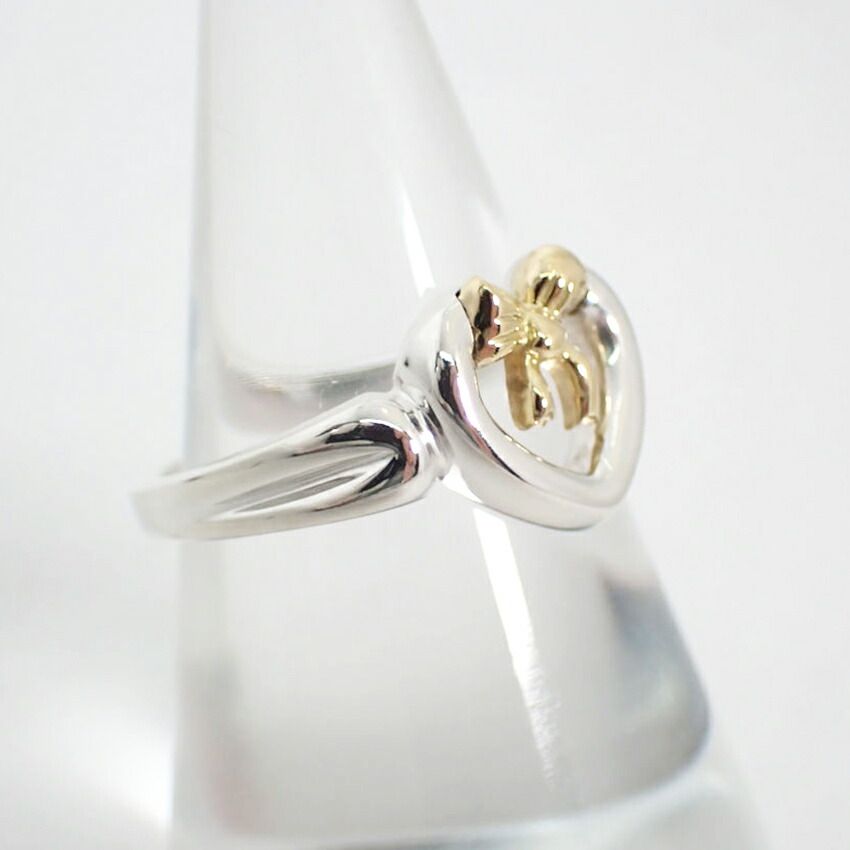 ティファニー 925 750 リボン ハート リング 11号 j78-81