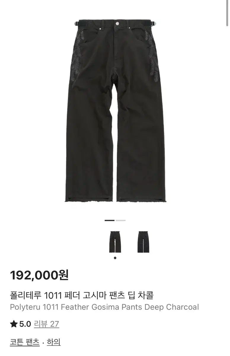 2 POLYTERU フェザー Gosima パンツ ディープチャコール
