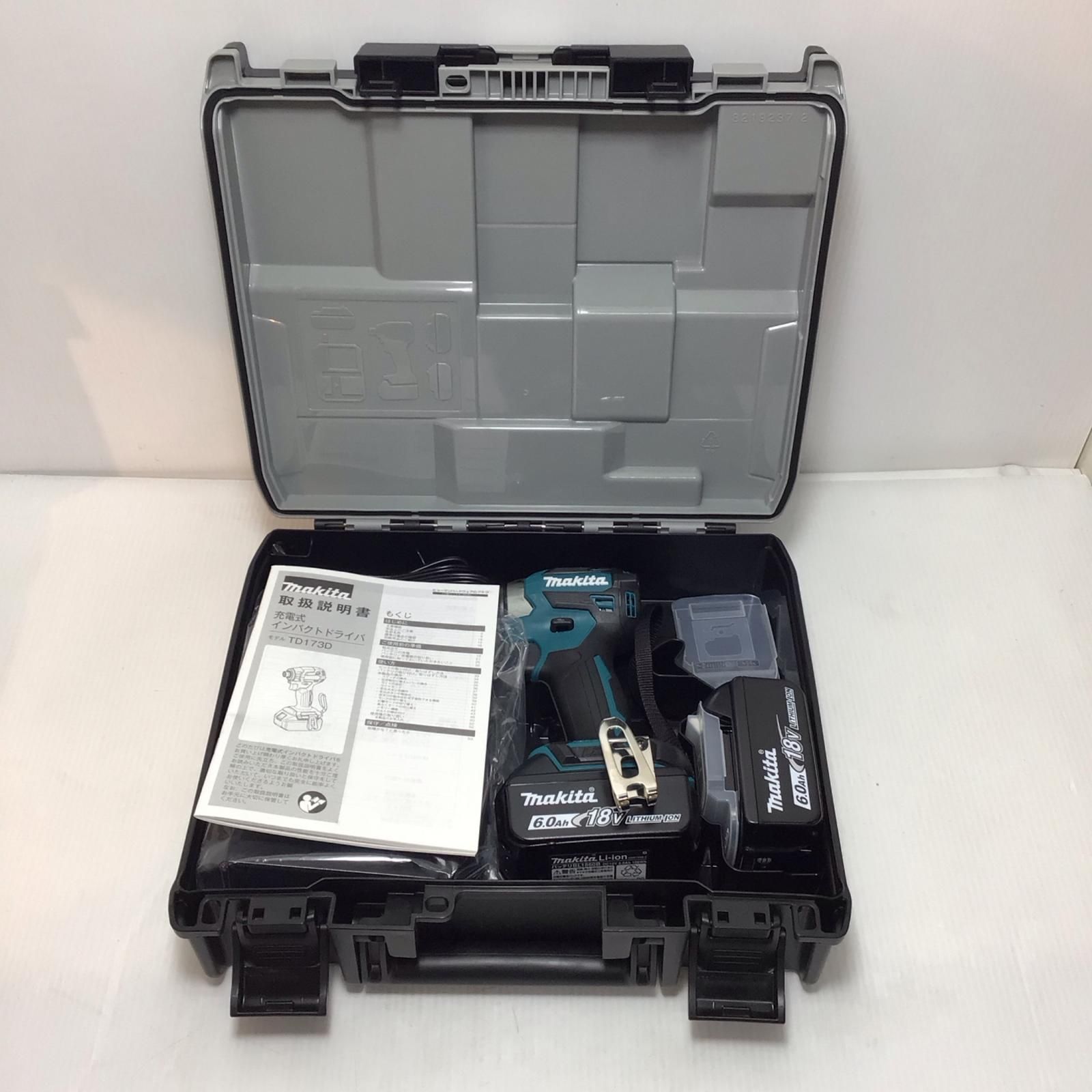 ΘΘMAKITA マキタ インパクトドライバ S 充電器 充電池2個 ケース付 コードレス式 18v 741449 TD173DRGX ブルー