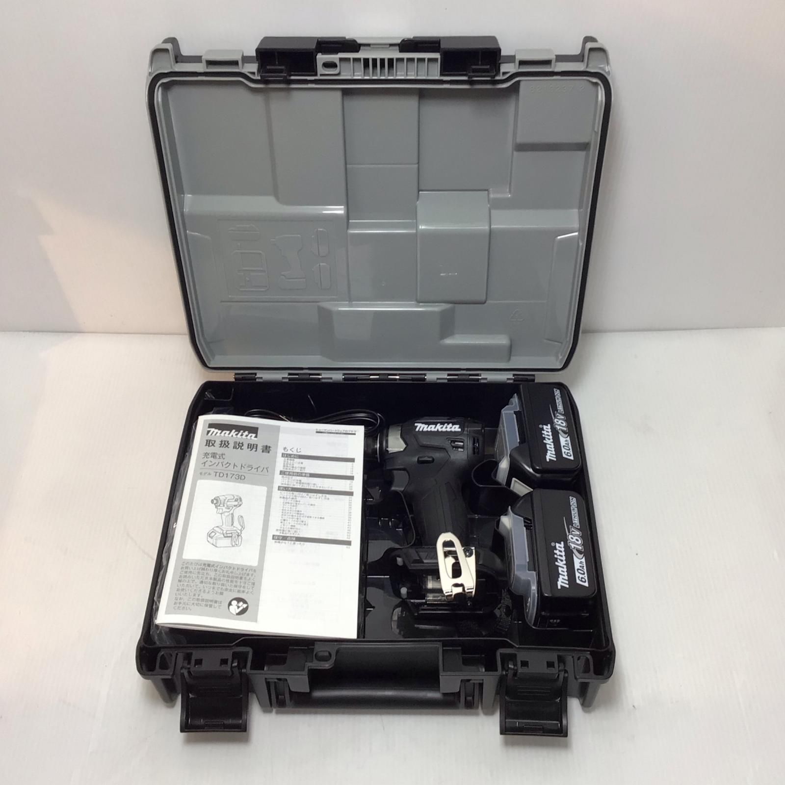 ΘΘMAKITA マキタ インパクトドライバ S 充電器 充電池2個 ケース付 コードレス式 18v 6.0Ah 729529 TD173DRGX ブラック