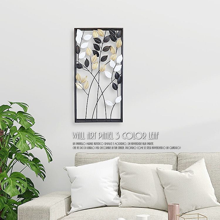 ウォールアートパネル 3 リーフ 壁掛け 壁飾り インテリア 壁 アートパネル 北欧 雑貨 リビング おしゃれ モダン 装飾 ウォールデコレーション シンプル ウォールアート アートボード 壁面装飾 ウォールアクセント ブラック ゴールド ホワイト
