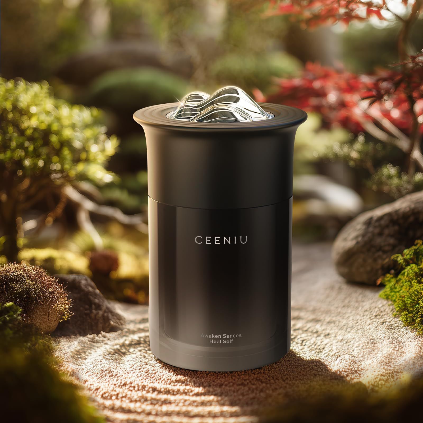 CEENIU 車 芳香剤 消臭 置き型 アロマバーム 約9ヶ月分 部屋用 フランス産天然香料 リラックス 大容量 枯山水デザイン CF 23 ブラックシダー