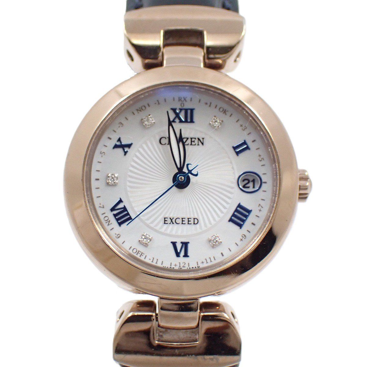 シチズン エクシード エコドライブ電波 ティタニアライン ハッピーフライト レディース 腕時計 純正革ベルト ES9424-06A いおき