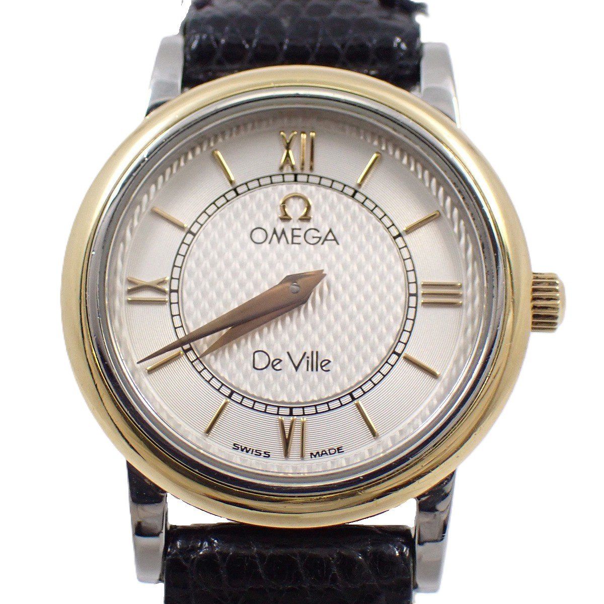 オメガ デビル プレステージ クォーツ レディース 腕時計 コンビ 白文字盤 社外ベルト 純正尾錠 いおき質店