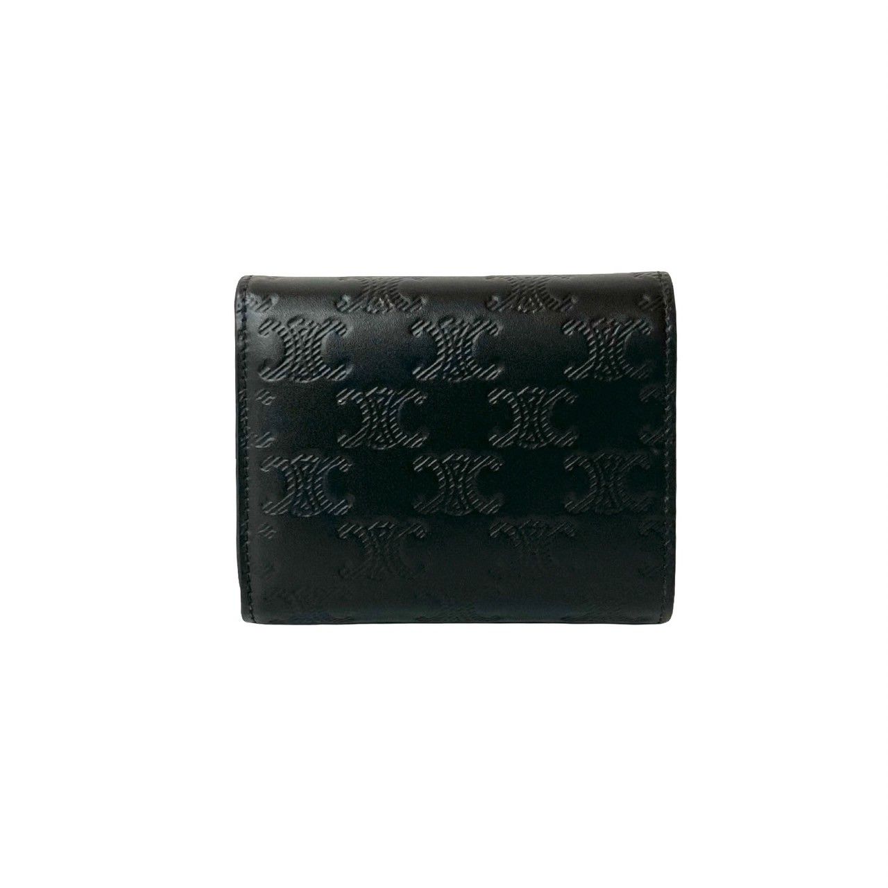 箱 袋付き CELINE セリーヌ スモール トリフォールド ウォレット レザー 本革 三つ折り 財布 札入れ 小銭入れ ブラック 31498