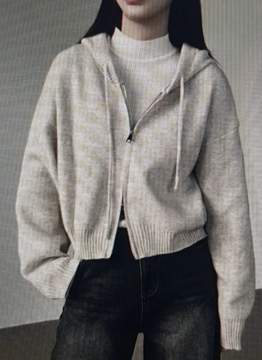 海外配送 ルーズフィット クロップド ニット ダブル ジッパー セーター フードジップアップ