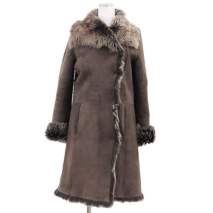 JOSEPH ジョゼフ ムートンコート ラムスキン ファー フロントフック シアリング アウター レディース サイズ 36 ブラウン 茶色 フランス製
