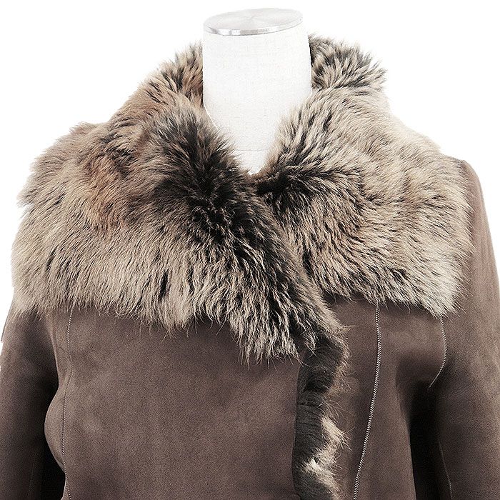 JOSEPH ジョゼフ ムートンコート ラムスキン ファー フロントフック シアリング アウター レディース サイズ 36 ブラウン 茶色 フランス製