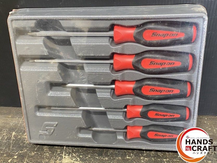 保管 snap-on スナップオン SGDDP50BR スクリュードライバー 5本セット ダイヤモンドチップソフトグリップ