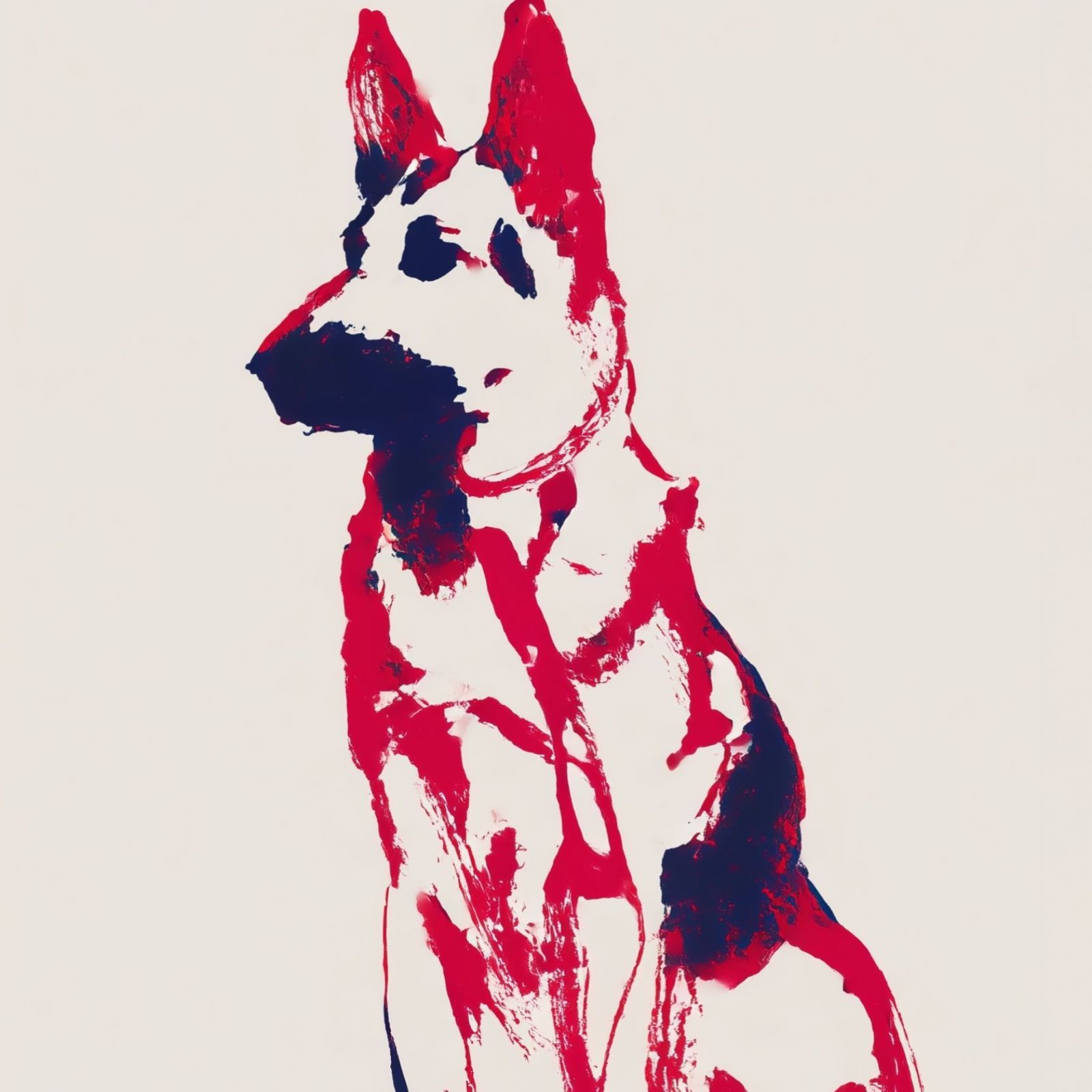 名入れOK Red Line - ジャーマンシェパード犬 No.1 アートポスター ペットロス 北欧モダン ミニマルインテリア カフェスタイル