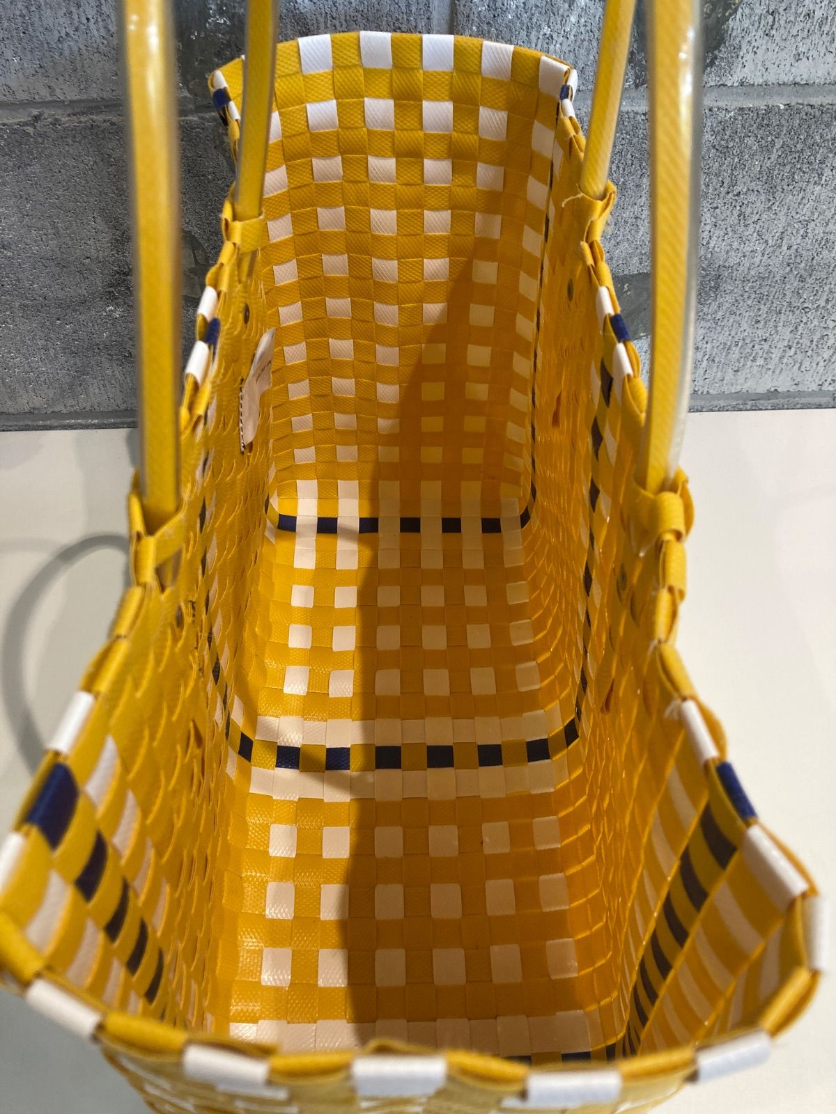 251106 MARNI マルニ 籠バッグ イエロー チェック柄