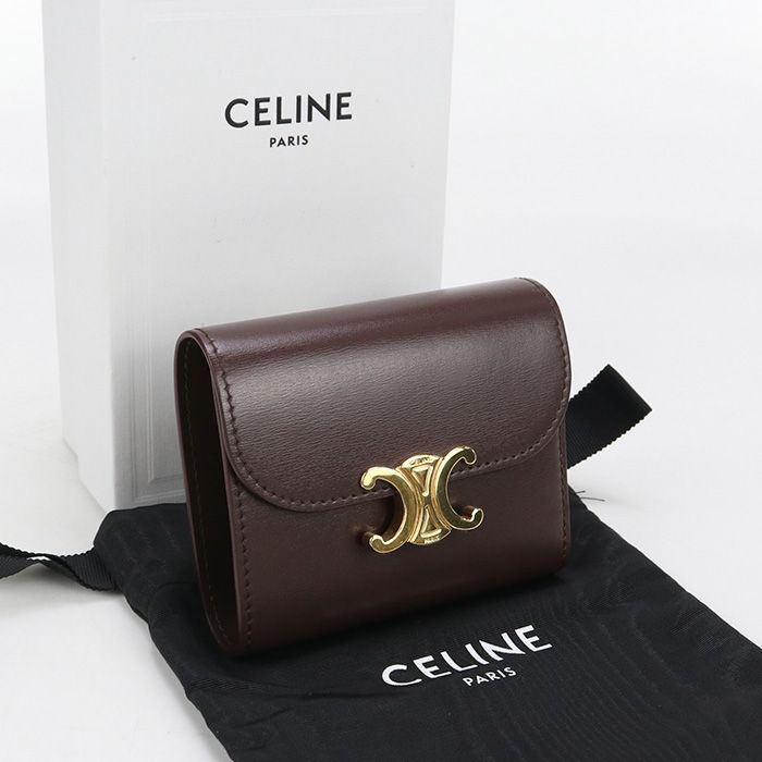 CELINE セリーヌ スモール フラップウォレット トリオンフ .18 CH 三折財布 カーフスキン レディース
