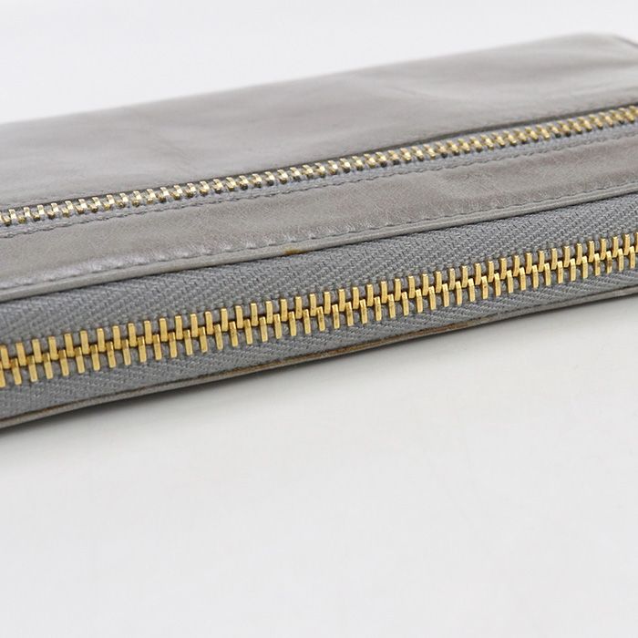 中古良品MIUMIU(OUTLET) ミュウミュウ アウトレット 長財布ラウンドファスナー 5M0506 ジップアラウンド レディース グレー MIUMIU(OUTLET) ミュウミュウ アウトレット ジップアラウンド 5M0506