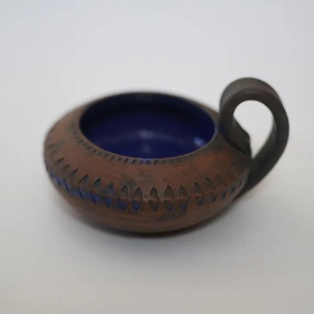 Nordic studio ティーライトホルダー 置物 陶器 北欧ヴィンテージ スウェーデン ミッドセンチュリー コバルトブルー