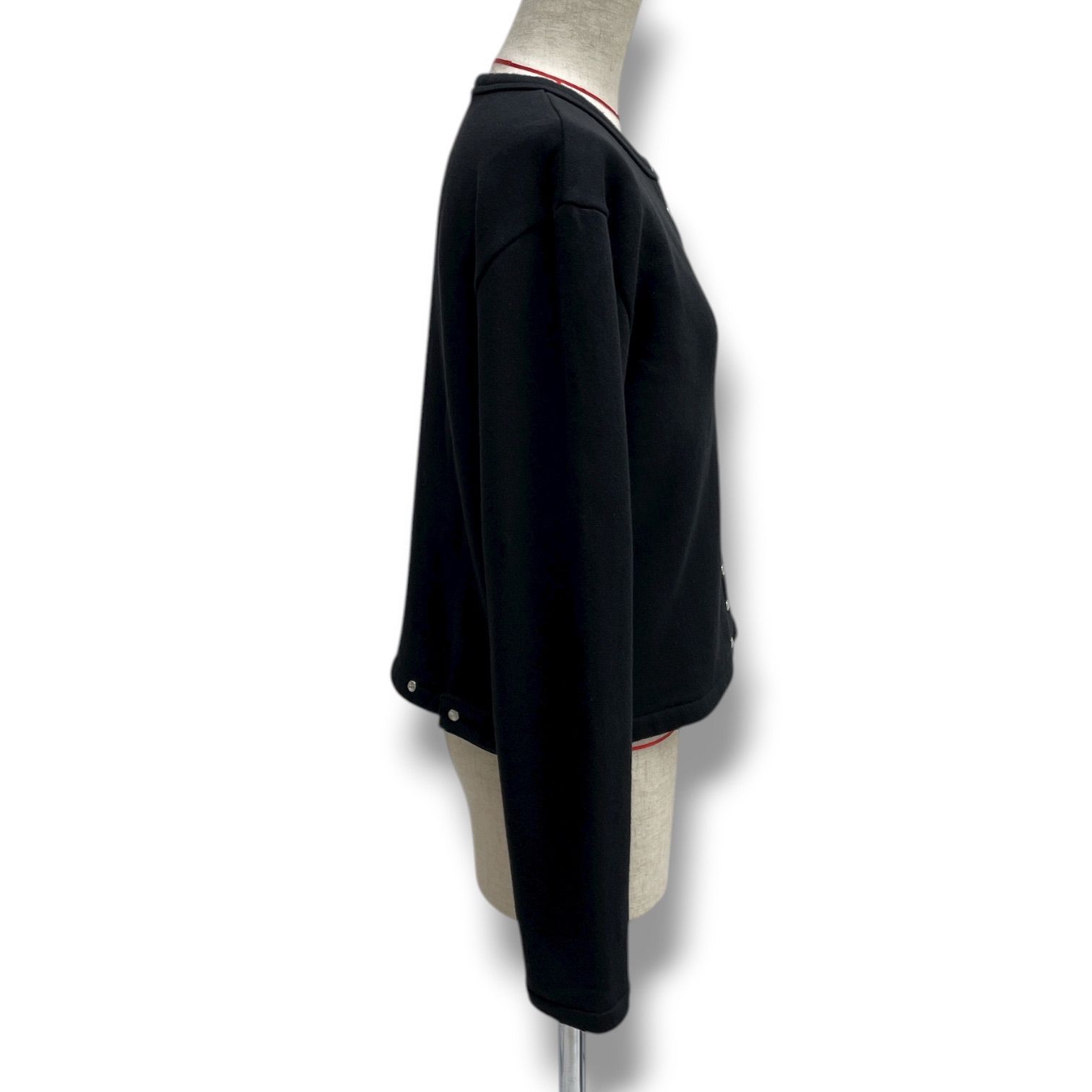  agnes b. アニエスベー Le Classique カーディガン 裏起毛 スナップボタン ブラック 黒 サイズ1 レディース 秋 ゴーゴー古着マルイファミリー 5 No.147 長袖 カーディガン ボレロ アンサンブル