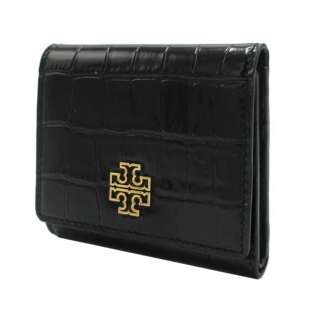 トリーバーチ 164019 1024 001 ブラック 財布 三つ折り財布 TORY BURCH BRITTEN クロコ調 エンボスレザー コンパクト ウォレット ミニ財布 アウトレット レディース