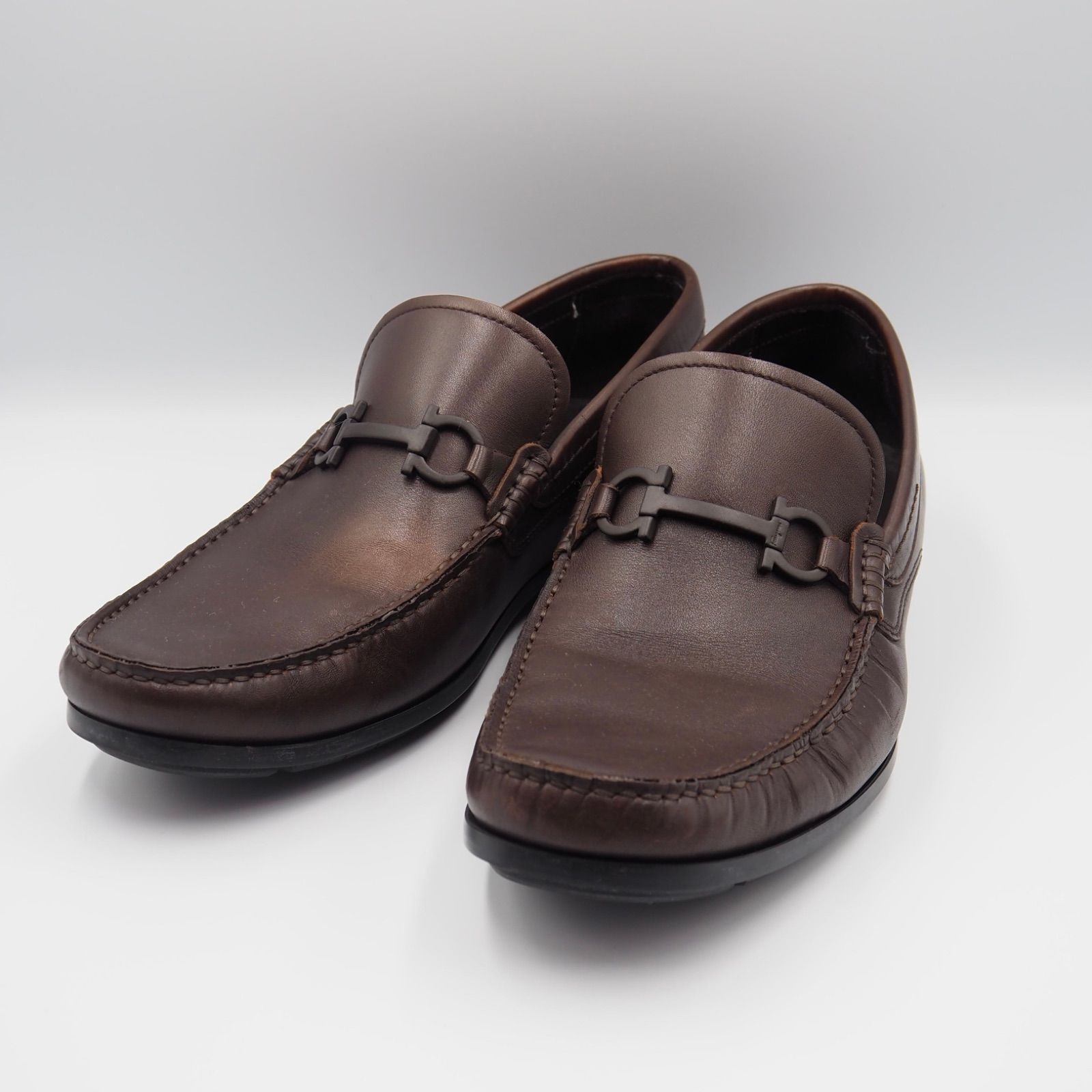 Ferragamo ガンチーニ ドライビングシューズ ブラウン レザー フェラガモ