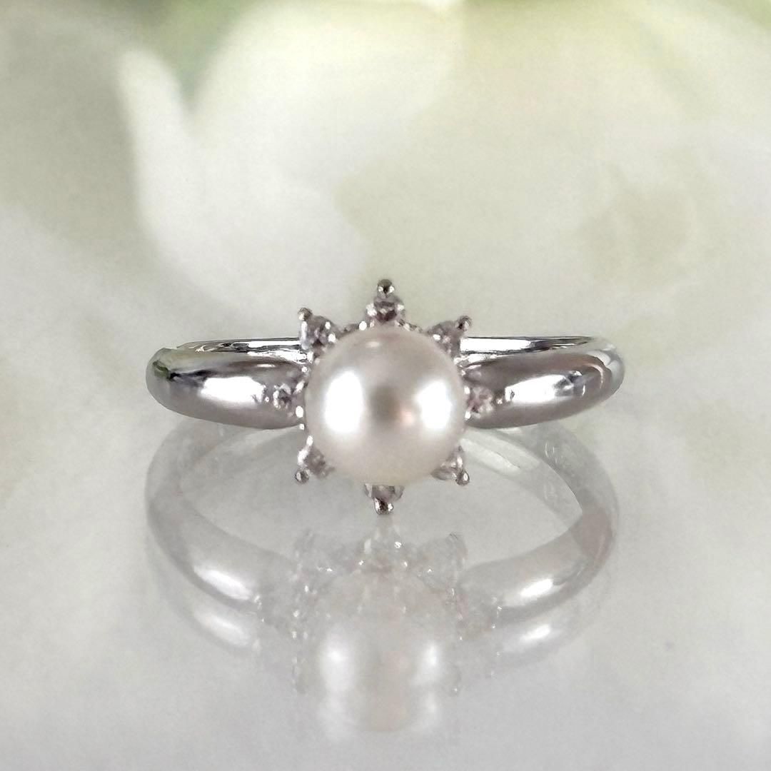 018 タサキ Pt900 パール 約5.7mm ダイヤモンド 0.08ct
