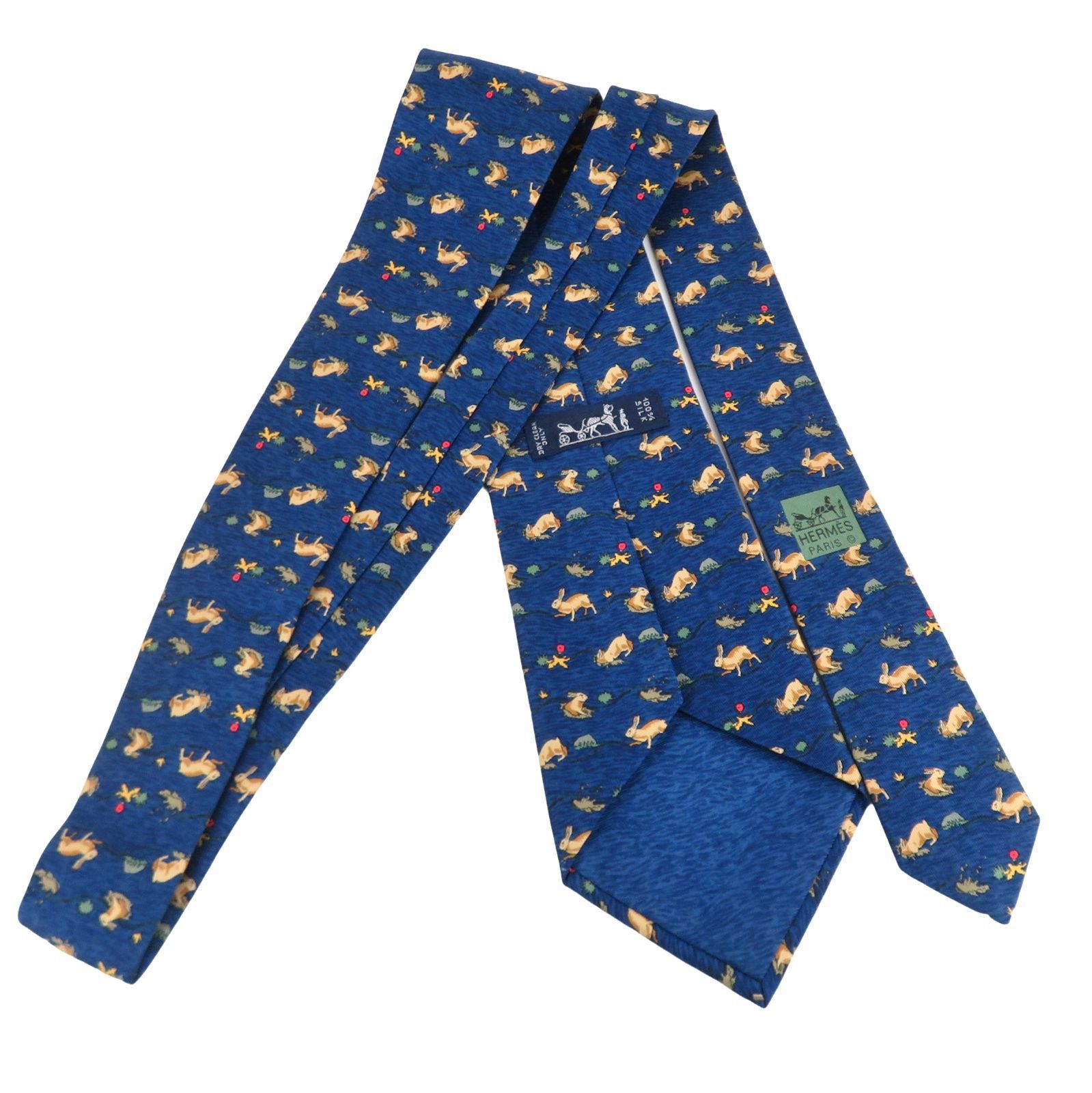 HERMES エルメス ネクタイ 7689 OAうさぎ ネイビー シルク100