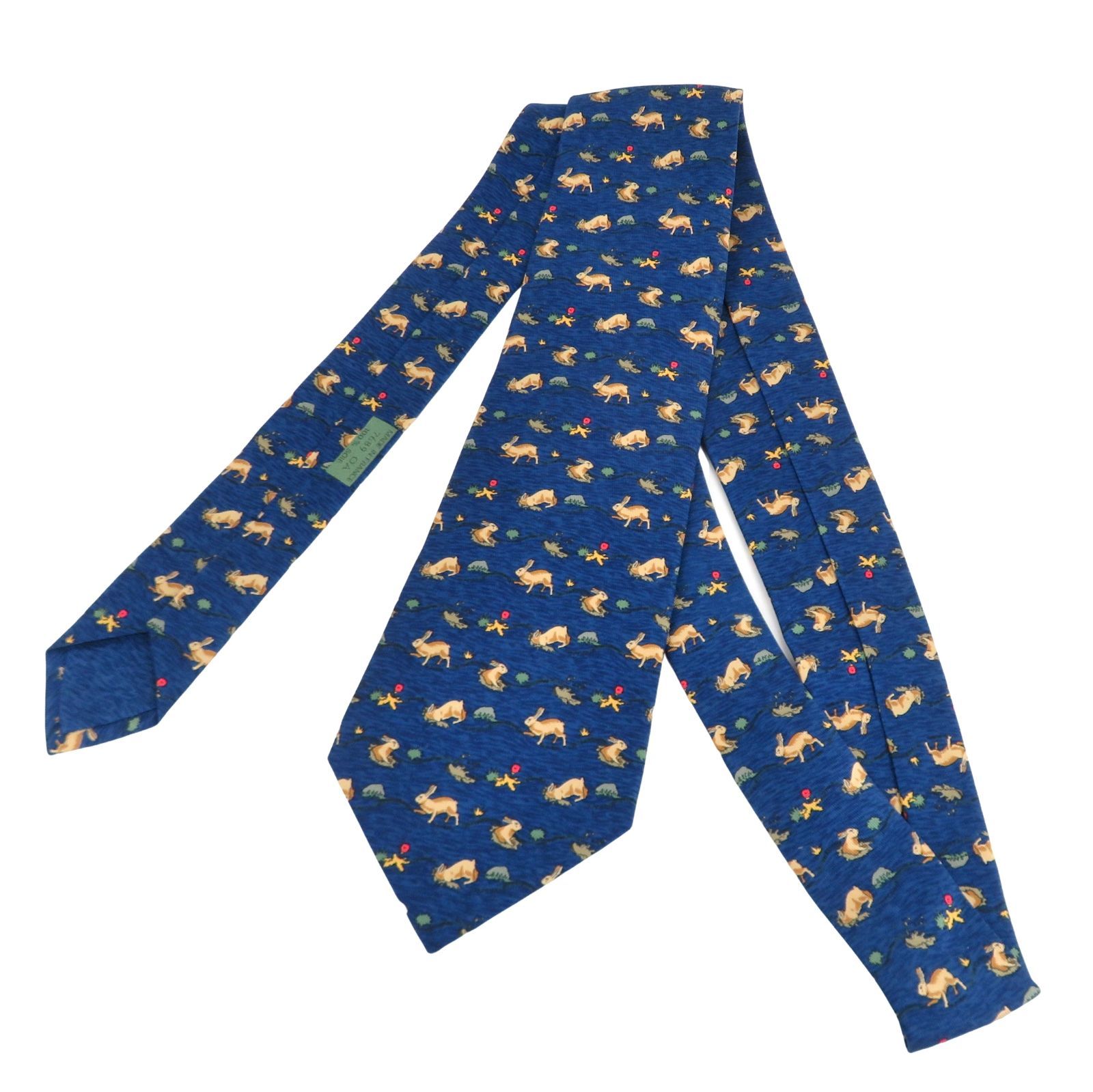 HERMES エルメス ネクタイ 7689 OAうさぎ ネイビー シルク100
