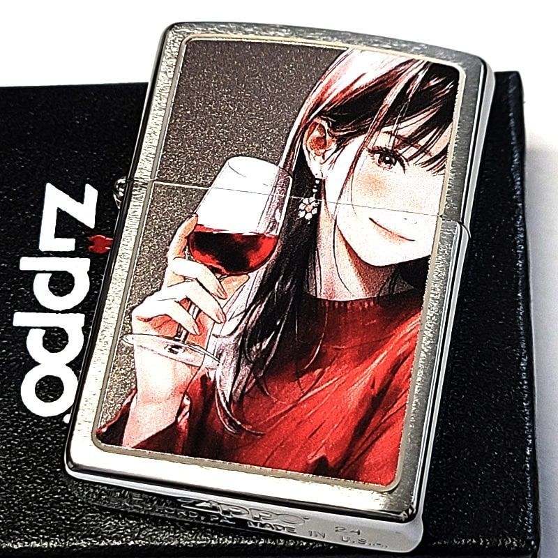 ZIPPO おしゃれ お酒 ワイン Drinking Girl ジッポ ライター女性 シルバーサテン セクシー ドリンキング ガール 銀 レディース メンズ ギフト プレゼント