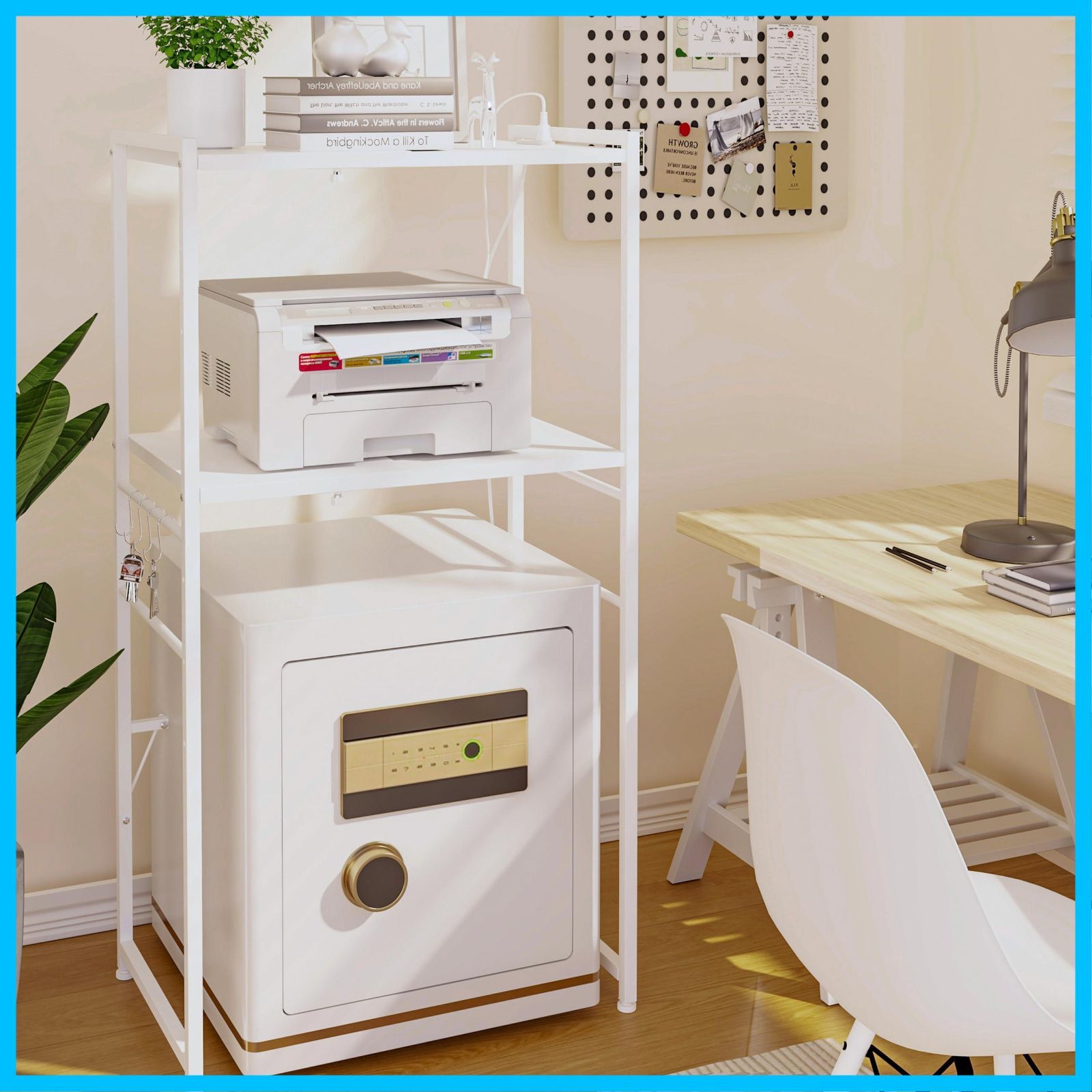 横幅伸縮できるコンセント付きキッチンベイカーラック キッチンラック レンジ台 オーペンラック ゴミ箱収納 プリント台ラック 可動式棚板多段調整 Sフック付き 荷重70kg 錆び防止 耐摩擦性 耐水性 耐熱性機能がある ホワイト 幅60