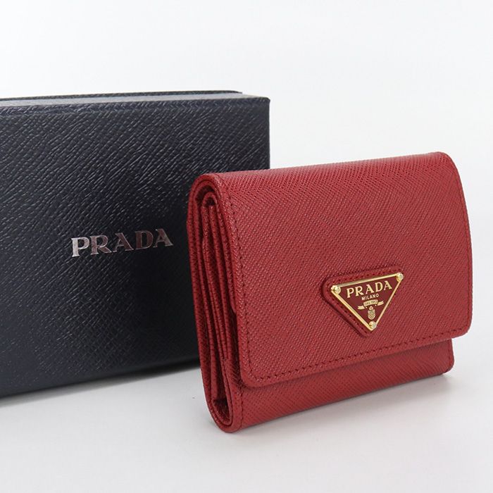 PRADA プラダ 三折財布 サフィアーノレザー レディース