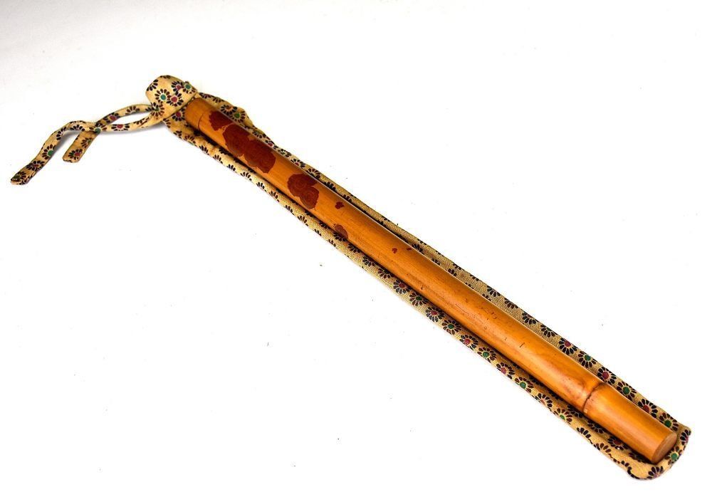 蔵A5628 時代 唐物 斑竹香筒 香道具 中国美術 39ｃｍ
