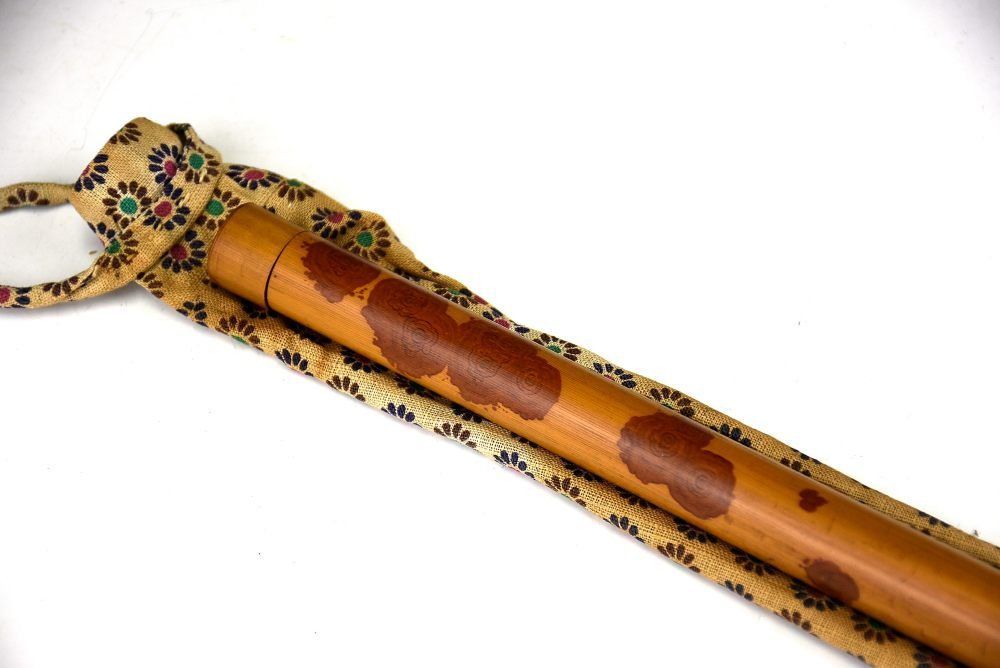 蔵A5628 時代 唐物 斑竹香筒 香道具 中国美術 39ｃｍ