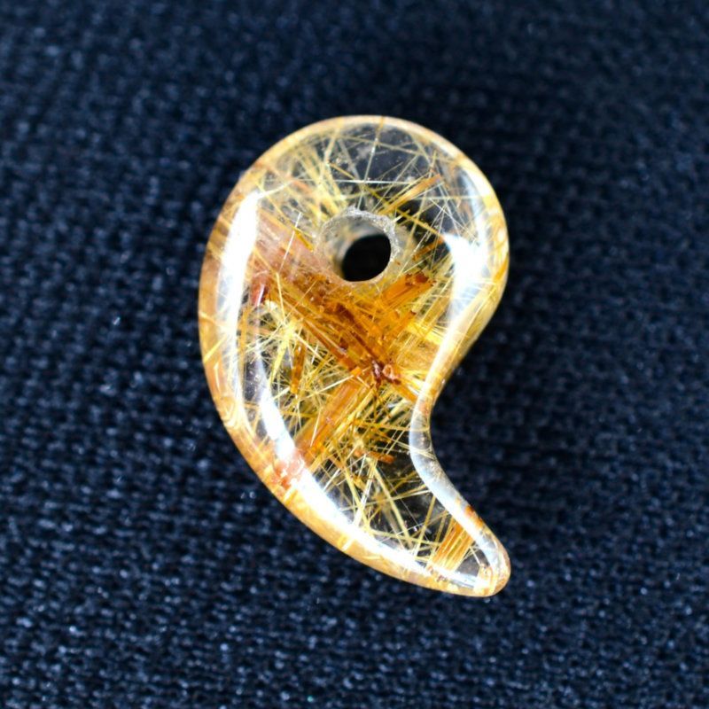 自然が生み出した個性の金針デザイン☆】人気 勾玉 ゴールド ルチル