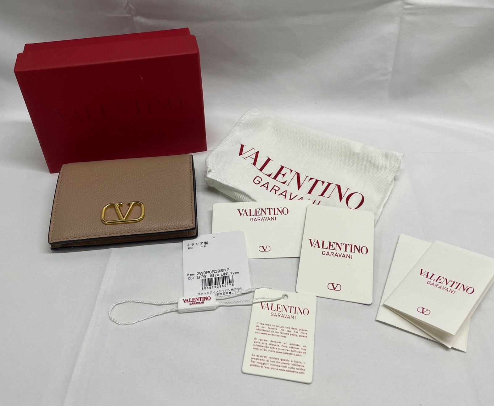 VALENTINO ロゴ 二つ折り 財布 2W0P0R39SNP UNIGF9 使用感あり 汚れ 剥がれあり 約11.5x9x1.5~2.5cm 財布 ローズカネルヴァレンティノ 110406