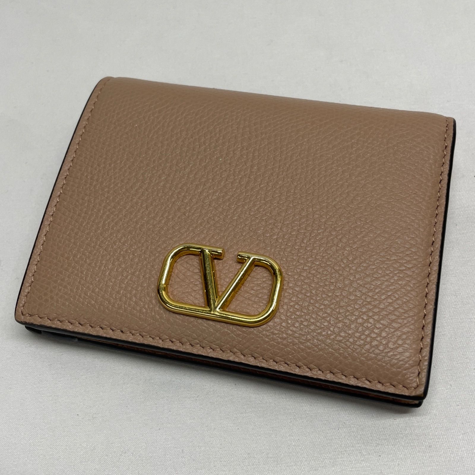 VALENTINO ロゴ 二つ折り 財布 2W0P0R39SNP UNIGF9 使用感あり 汚れ 剥がれあり 約11.5x9x1.5~2.5cm 財布 ローズカネルヴァレンティノ 110406