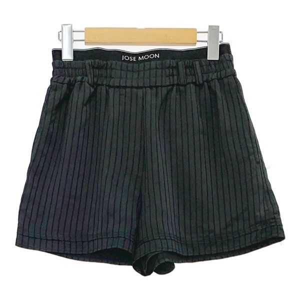 JOSEMOON ジョゼムーン SATIN STRIPE SHORT PANTS サテン ストライプ ショートパンツ ボトムス レディース ブラック ズボン DL17204