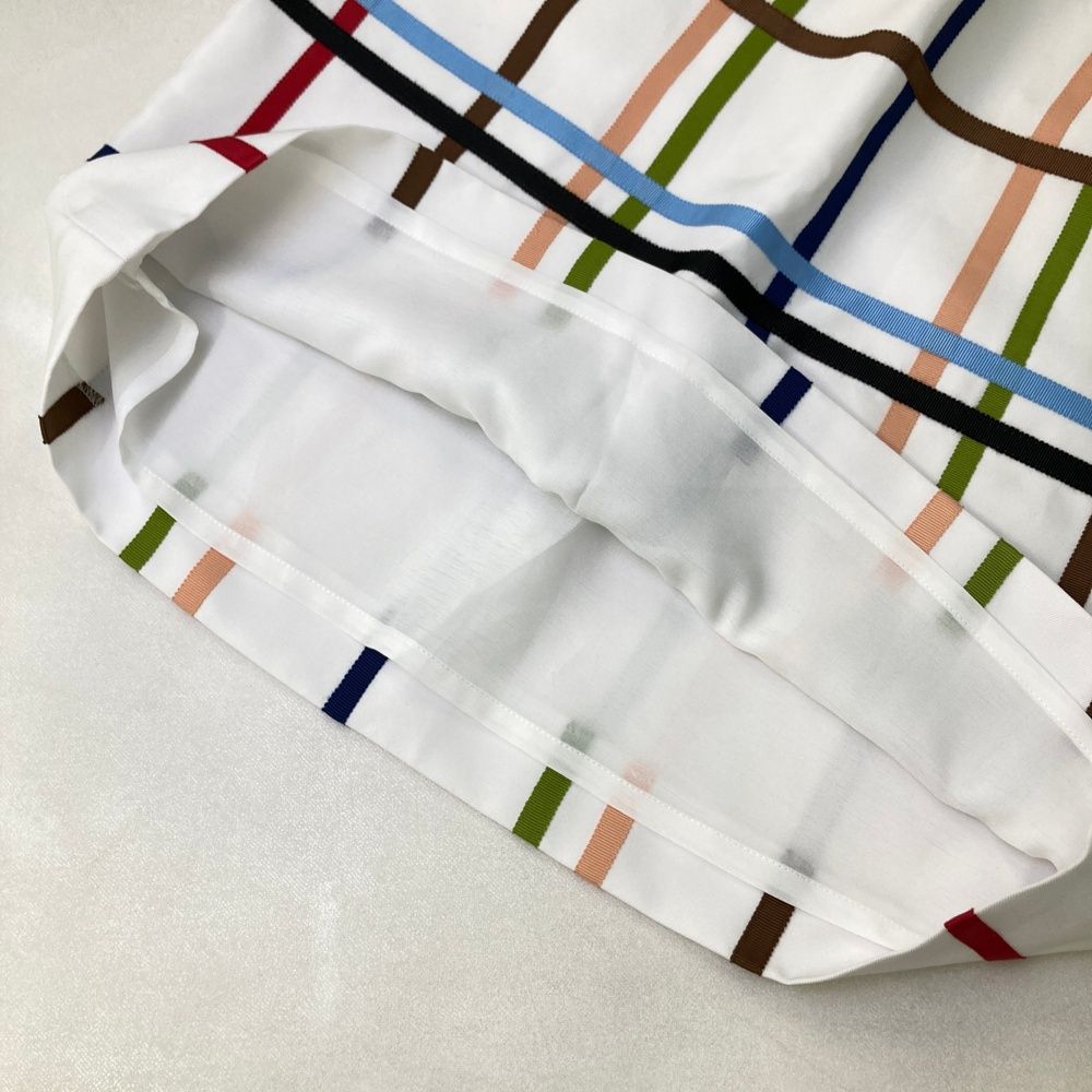 サイズ：38 ARCHIVIO アルチビオ 裏地付 スカート チェック柄 ホワイト