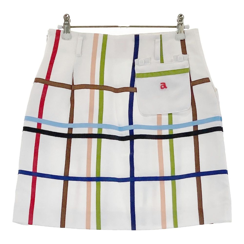 サイズ：38 ARCHIVIO アルチビオ 裏地付 スカート チェック柄 ホワイト