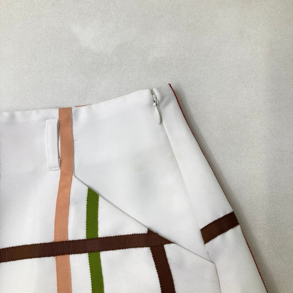 サイズ：38 ARCHIVIO アルチビオ 裏地付 スカート チェック柄 ホワイト