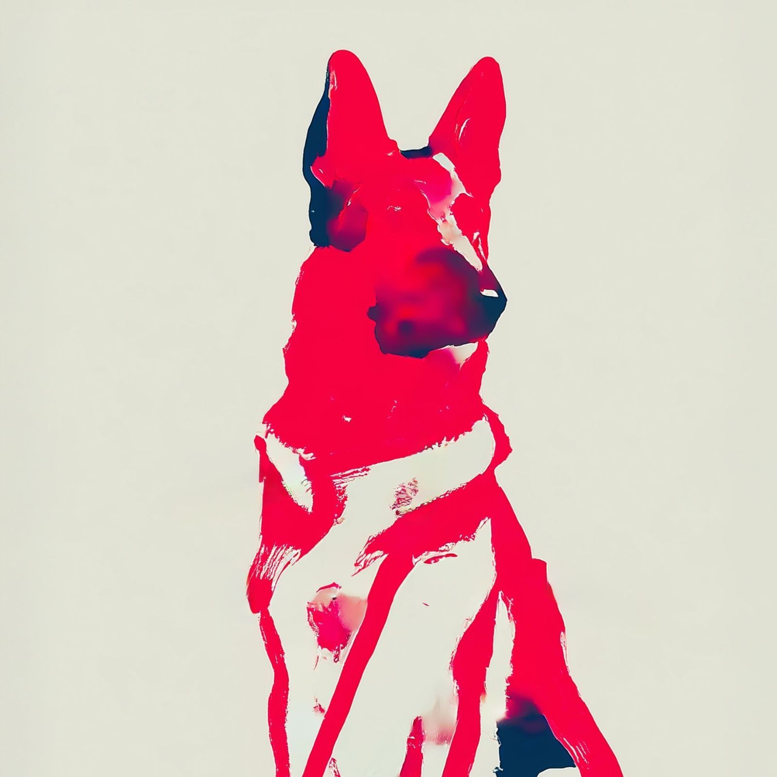 名入れOK Red Line ジャーマンシェパード犬 No 2 アートポスター ペットロス 北欧モダン ミニマルインテリア カフェスタイル