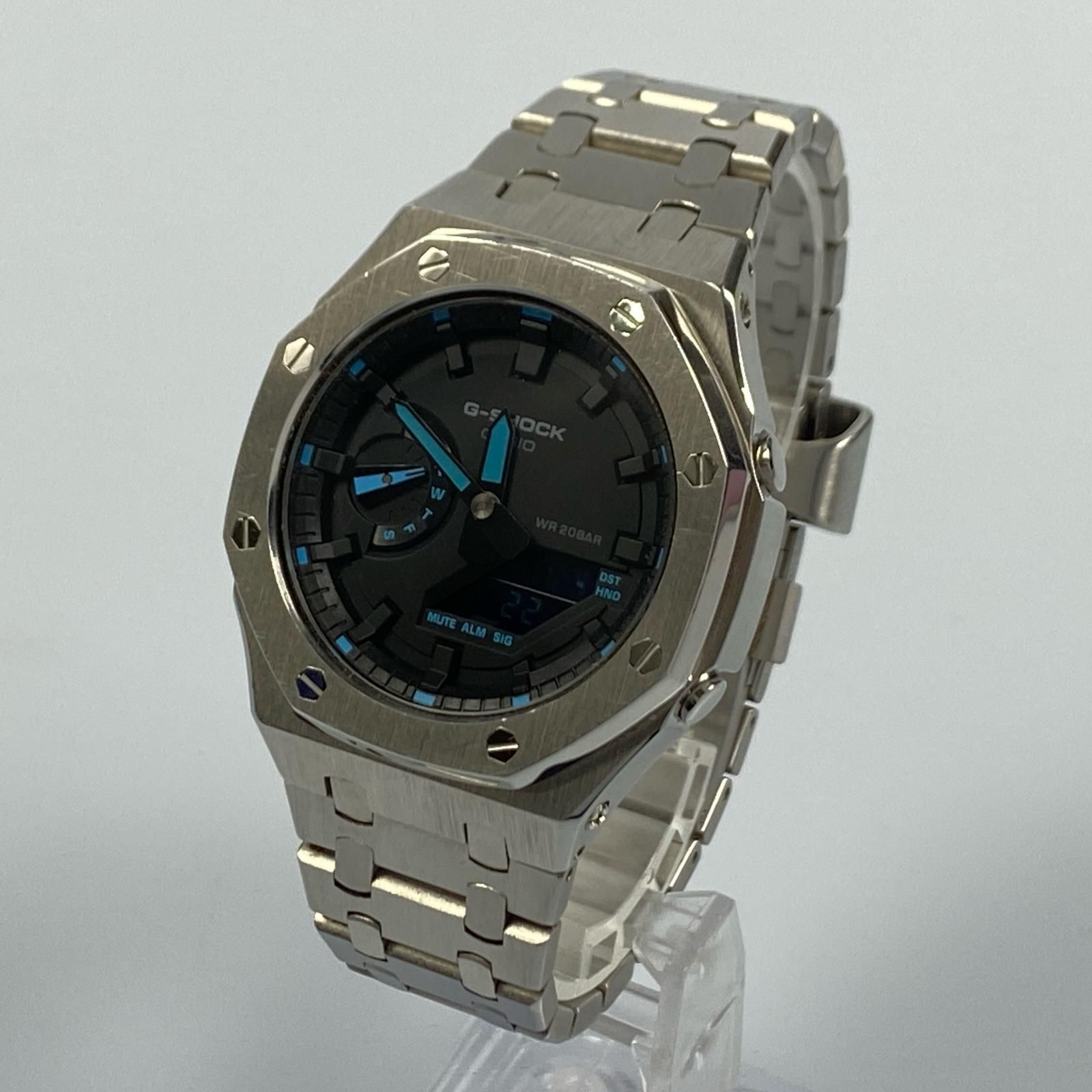 G-SHOCK ジーショック 腕時計 メタルパーツ カスタム GA-2100 アナデジクォーツ シルバー 131