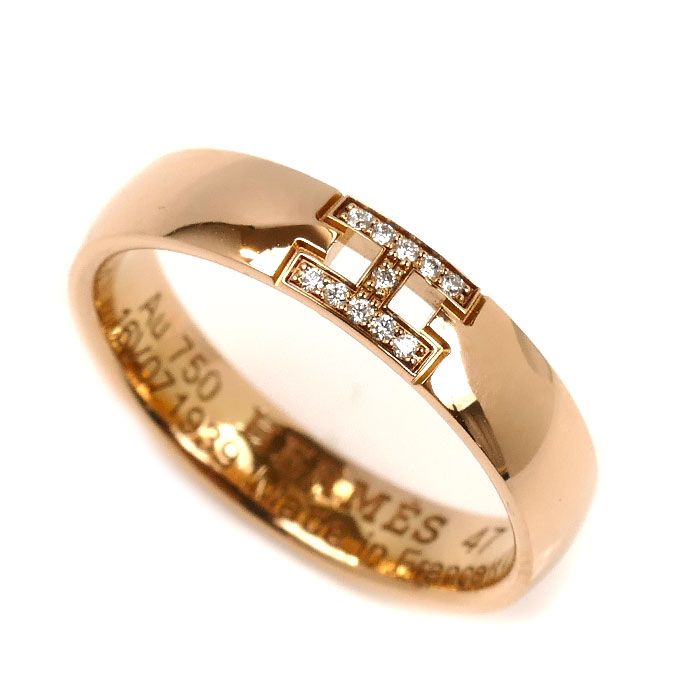 HERMES エルメス K 18 PG ピンクゴールド エヴァー ヘラクレス ダイヤ リング 指輪 7号 47 3 0 g レディース