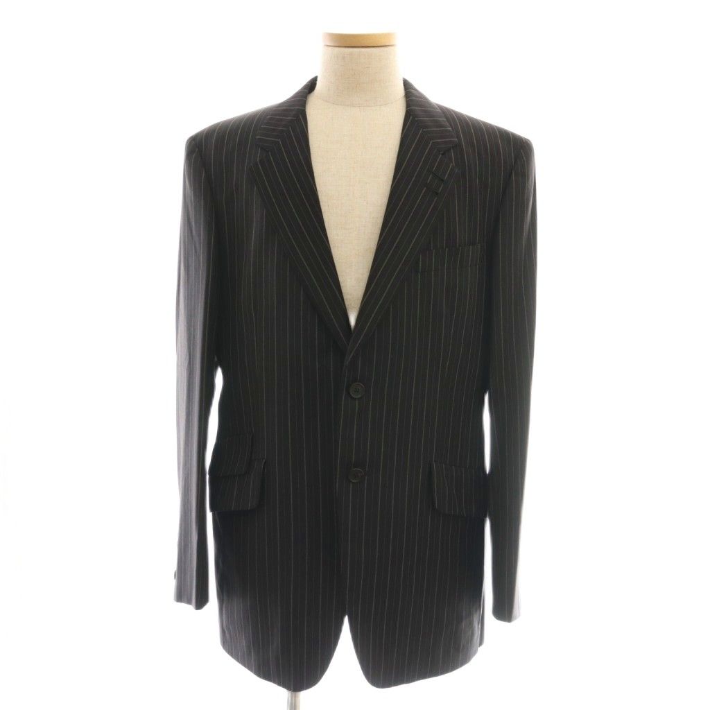 ポールスミス PAUL SMITH × エルメネジルドゼニア Ermenegildo Zegna ストライプ柄セットアップスーツ テーラードジャケット パンツ XL2 ブラック DF OS