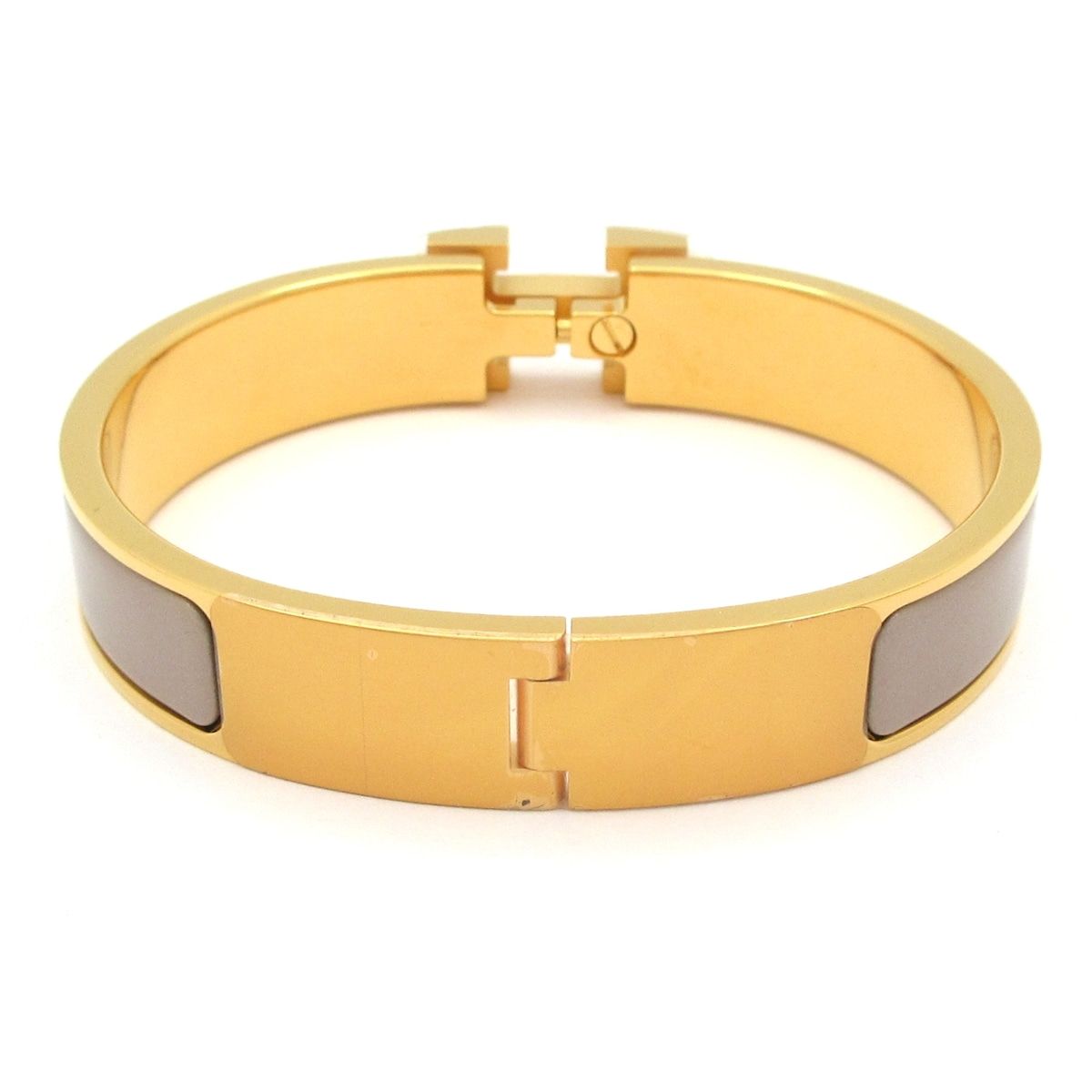  HERMES エルメス バングル クリックH ゴールド×マロングラッセ バングル リストバンド アクセサリー